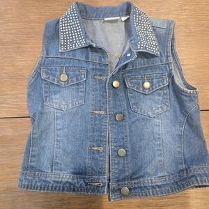 Cato Girls Studded Denim Vest Size L (12/14) Blue Jean Sleeveless Jacket